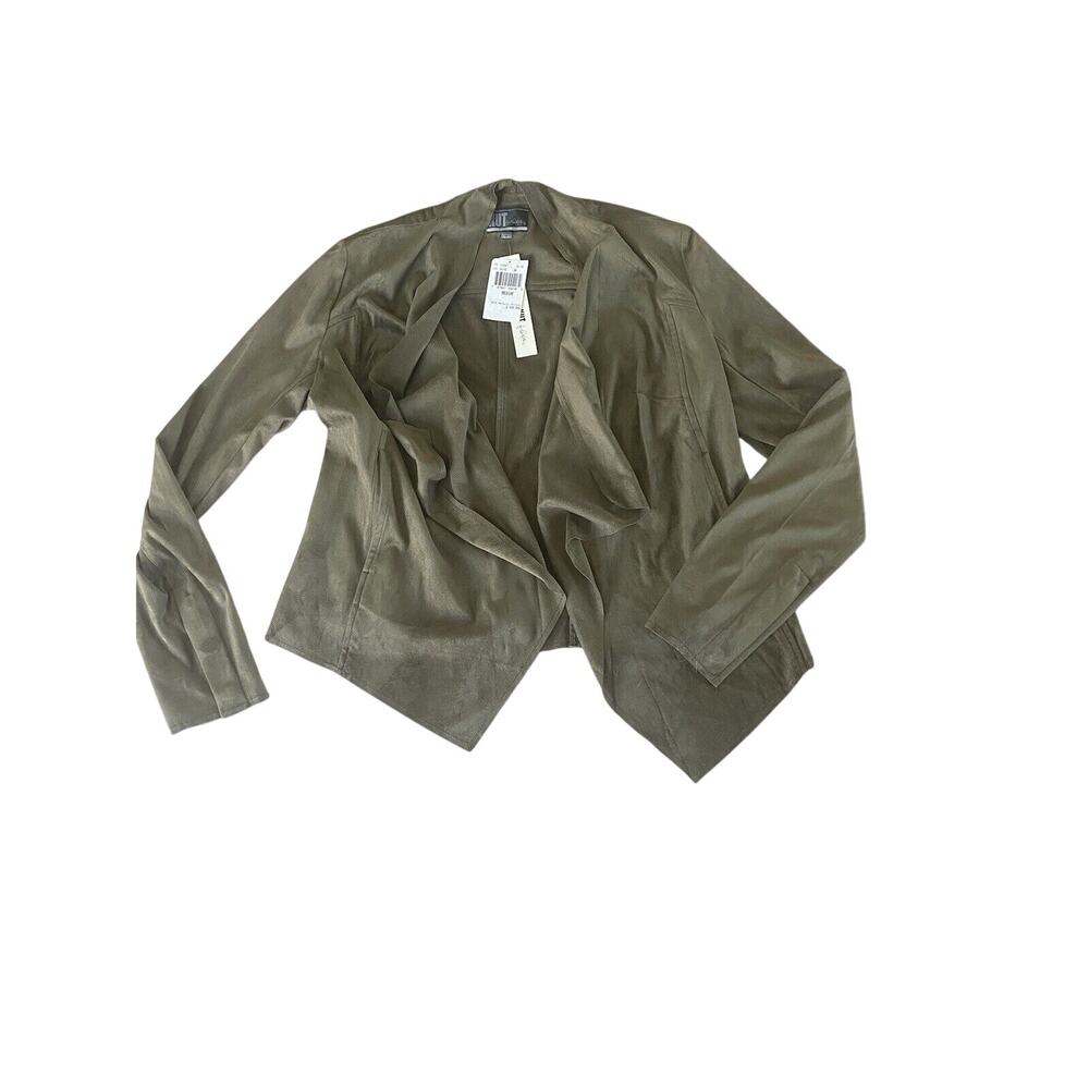 NWT Kut From The Kloth Women's Olive Drape Faux Suede Moto Jacket Asymmetrical M